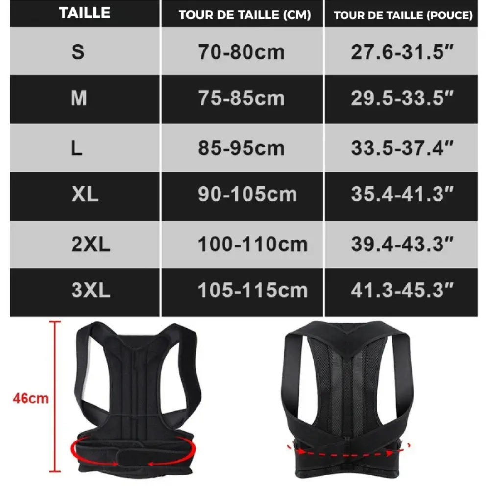 guide de taille Correcteur de Posture Leger