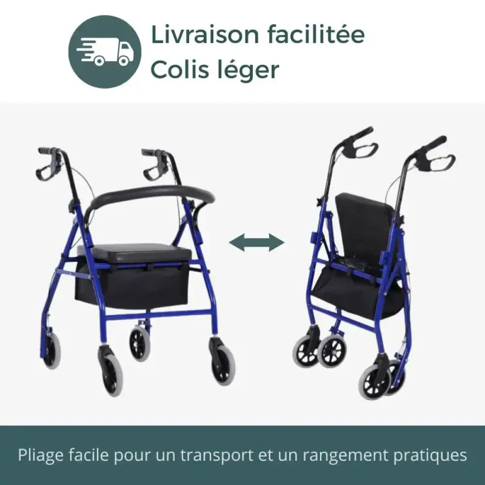 Déambulateur pliable avec Roues Freins et Siège
