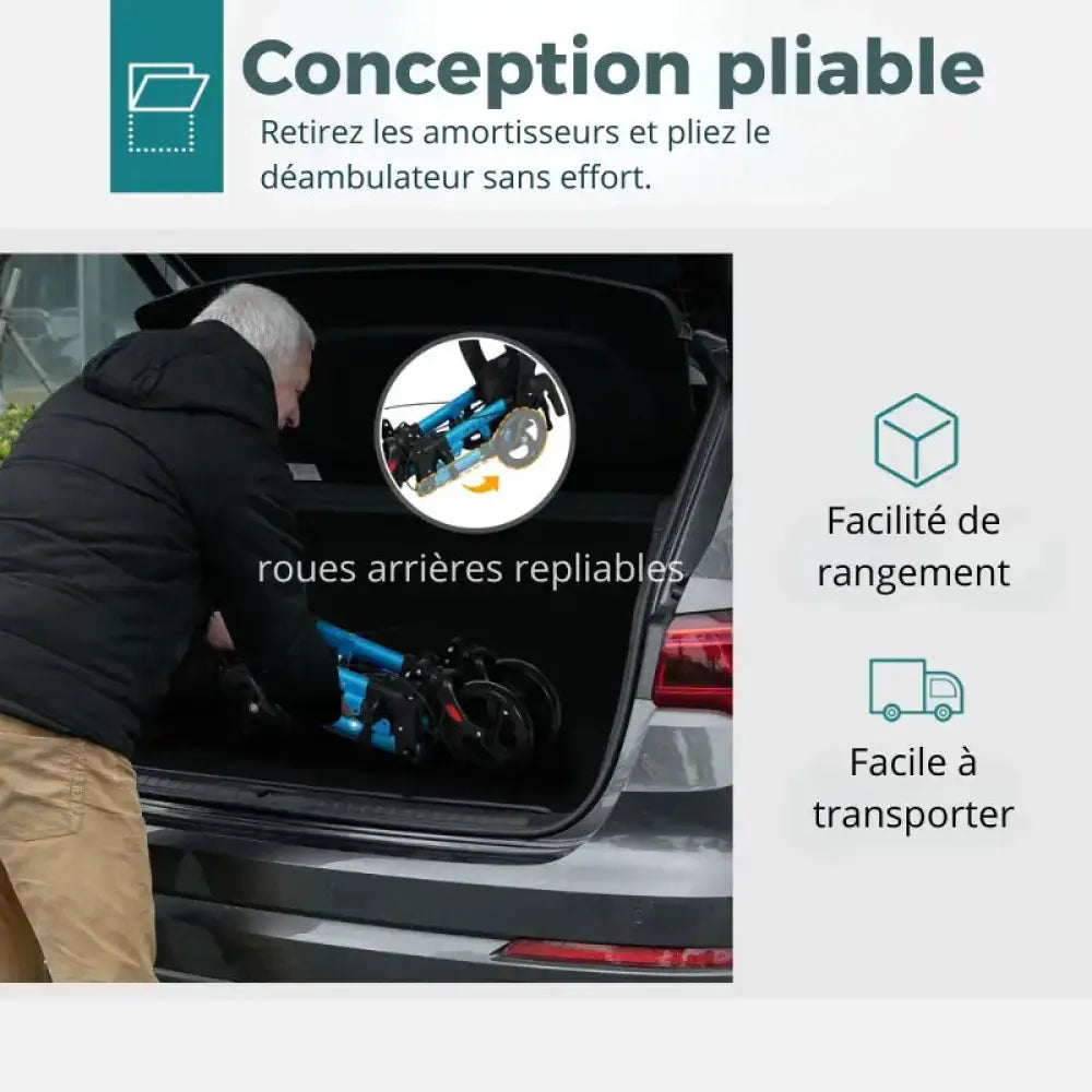 Déambulateur 4 roues Pliable avec Siège